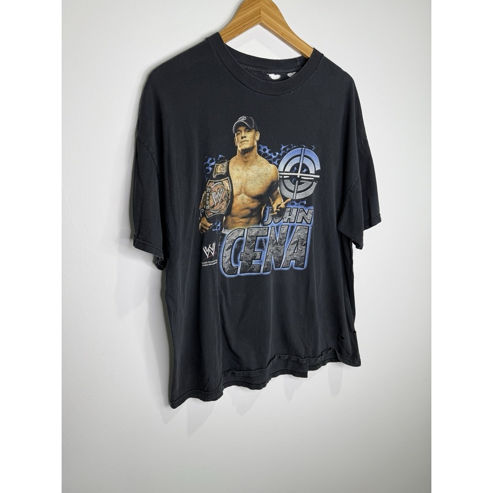 WWE Men's Y2K John Cena Short Sleeve Distressed Black Graphic T-shirt Size L - Picture 3 of 16